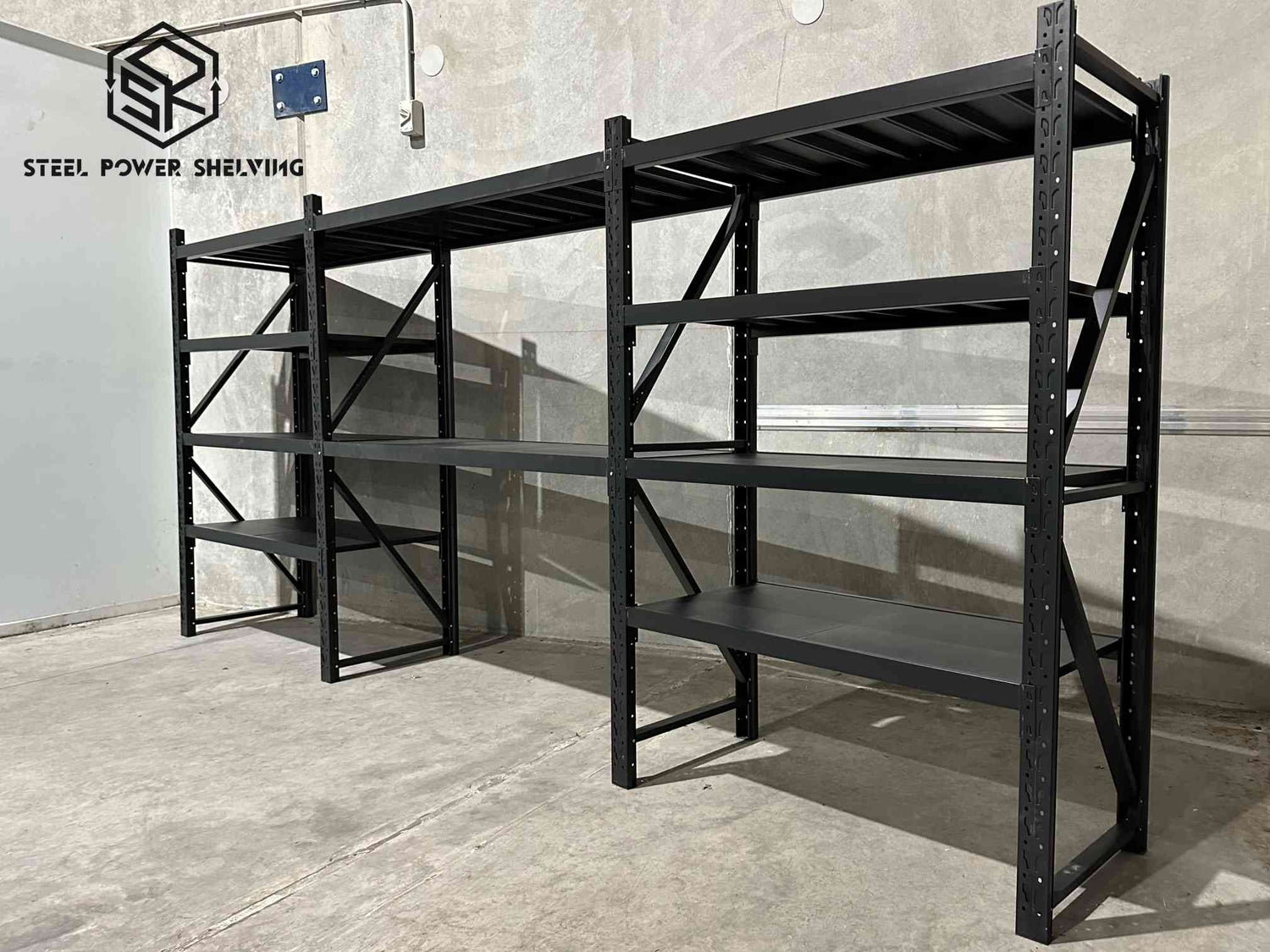 Longspan Shelving 1.8m(H)x5.0m(L)x0.6m(D) 3000kg Heavy Duty Garage Storage Shelving Workbench