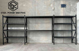 Garage Shelving+Workbench 1.8m(H)x5.0m(L)x0.5m(D) 2000kg Metal Storage Rack Adjustable Shelves