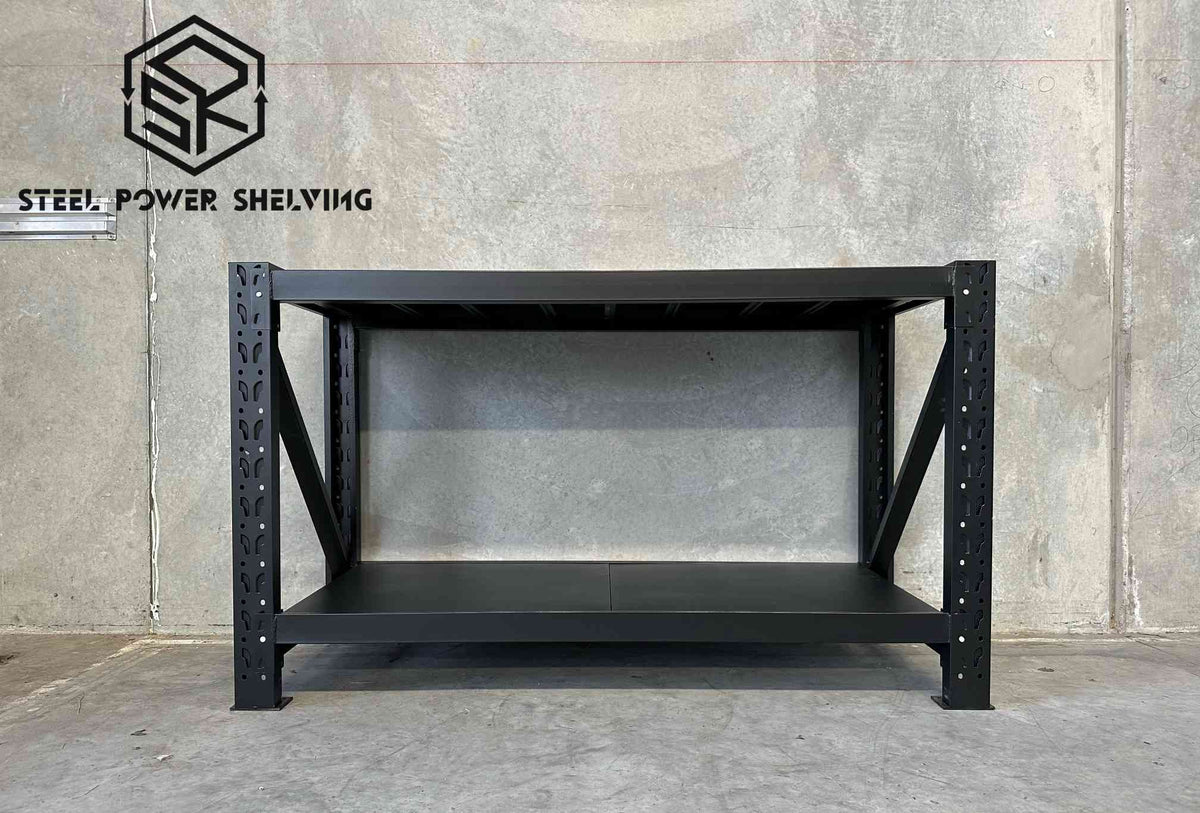Heavy Duty Workbench 0.9m(H)x1.5m(L)x0.6m(D) 600kg Steel Bench Adjustable Shelves