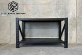 Heavy Duty Workbench 0.9m(H)x1.5m(L)x0.6m(D) 600kg Steel Bench Adjustable Shelves