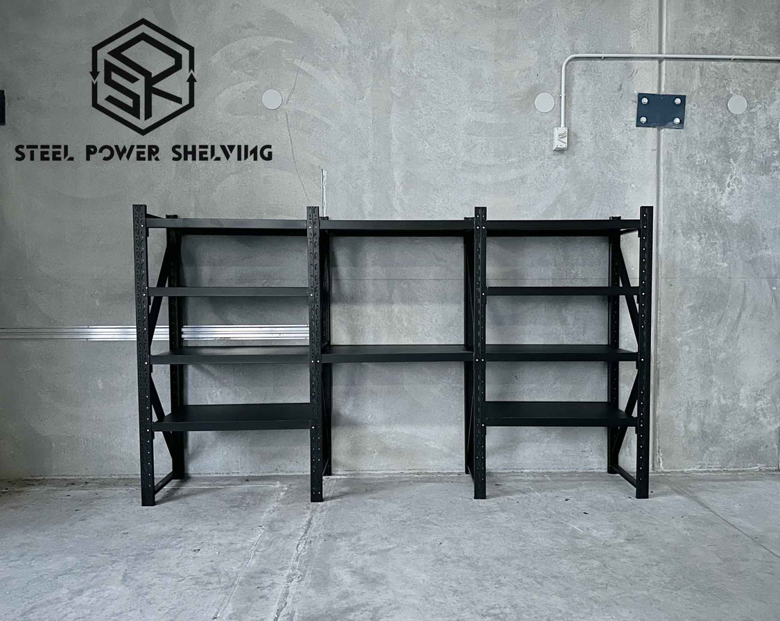 H3: 1. SteelPowerShelving Shelf 2.4m(H)x3.6m(L)x0.6m(D) 3000kg Shelving + Workbench