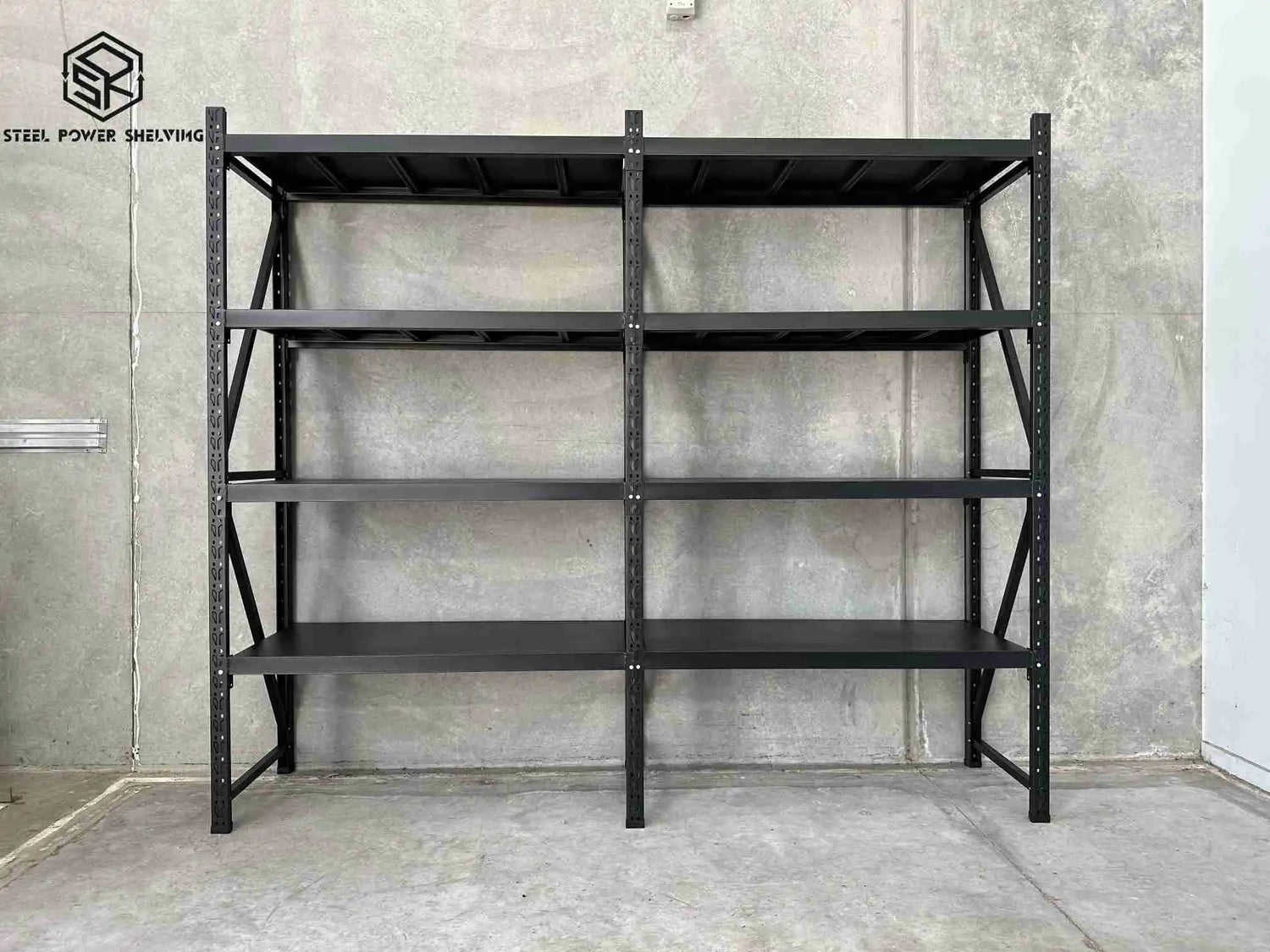 Garage Shelving 1.8m(H)x2.4m(L)x0.5m(D) 1600kg Connecting Metal Storage Rack Adjustable Shelves Garage Shelving 1.8m(H)x2.4m(L)x0.5m(D) 1600kg Connecting Metal Storage Rack Adjustable Shelves