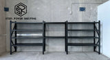 Garage Shelving 2.0m(H)x5.5m(L)x0.6m(D) 3000kg Storage Rack with Workbench Adjustable Shelves