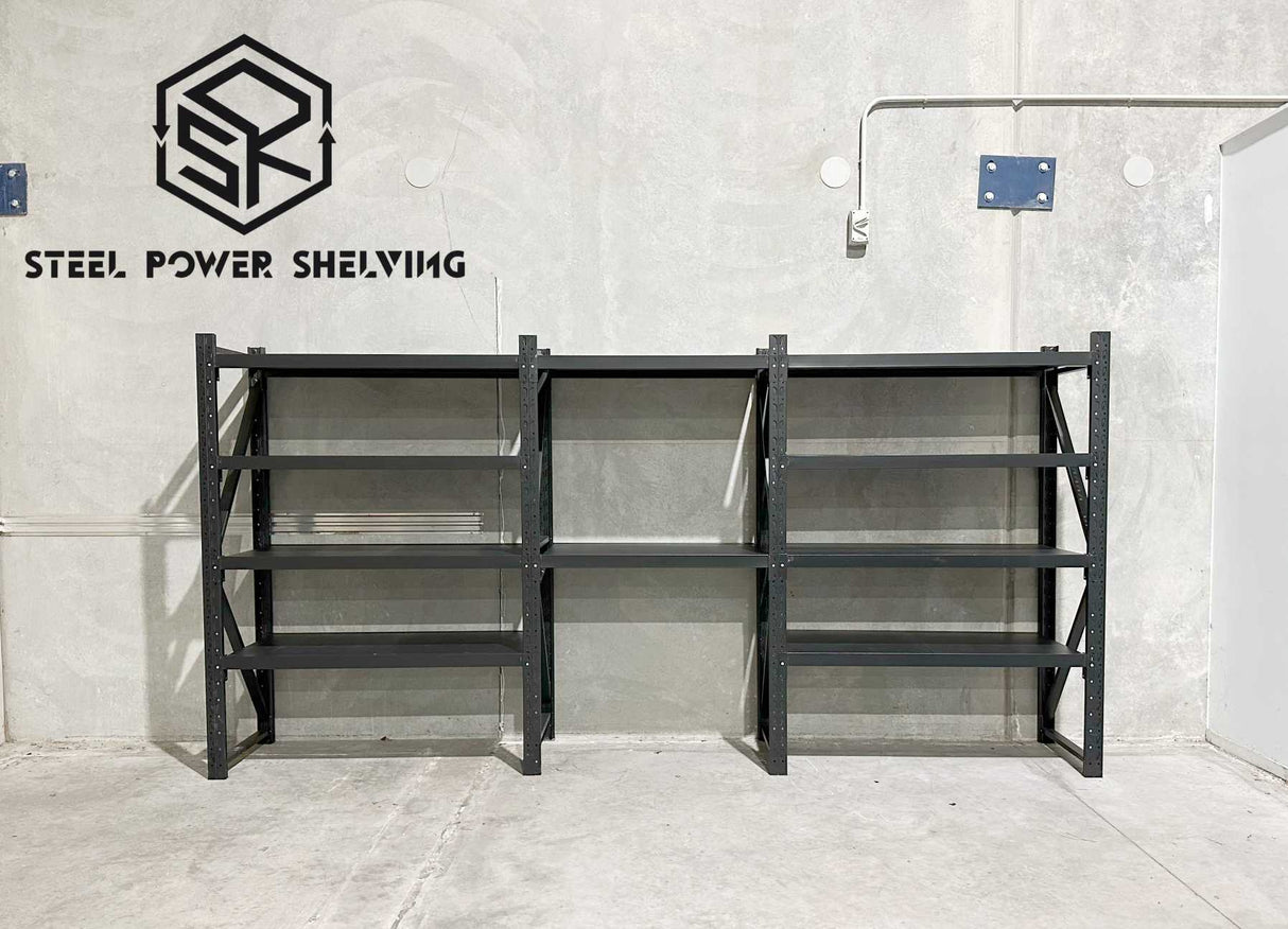 Longspan Shelving Workbench 2.4m(H)x4.2m(L)x0.6m(D) 3000kg Heavy Duty Garage Storage Shelving