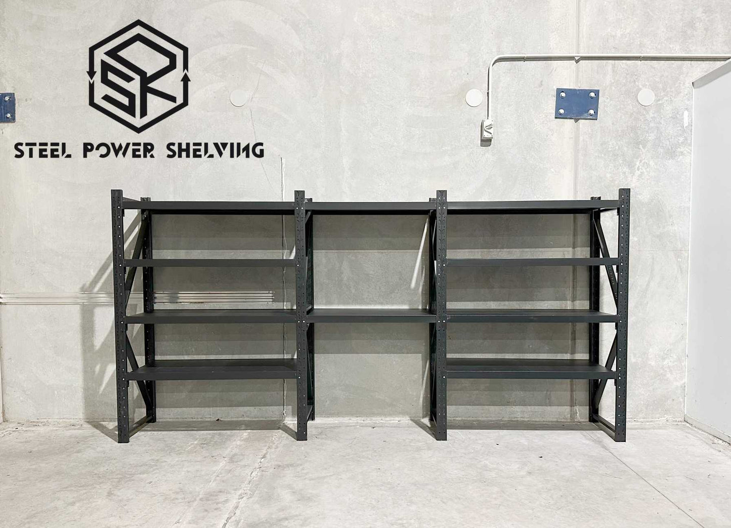 Shelf 1.8m(H)x4.2m(L)x0.6m(D)2500kg Shelving+Workbench