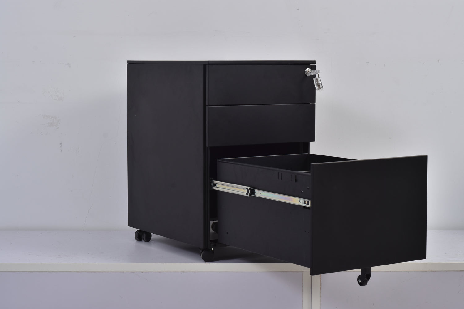 3 Drawer Mobile Pedestal Filing Cabinet – Lockable Office Drawer Unit with Wheels