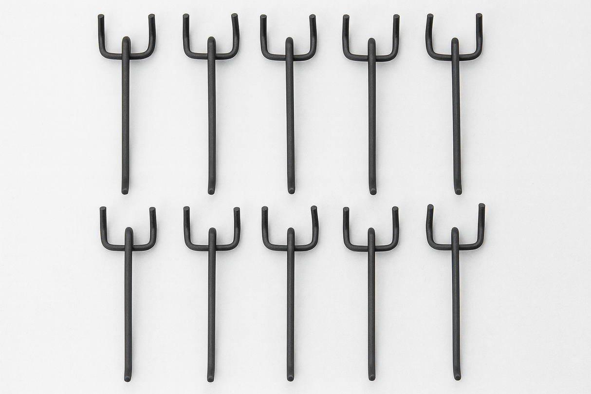 Heavy Duty Pegboard Hooks for Garage Workshop Tool Storage – 10cm 15cm 20cm (Silver & Black)