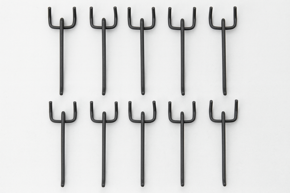 Heavy Duty Pegboard Hooks for Garage Workshop Tool Storage – 10cm 15cm 20cm (Silver & Black)
