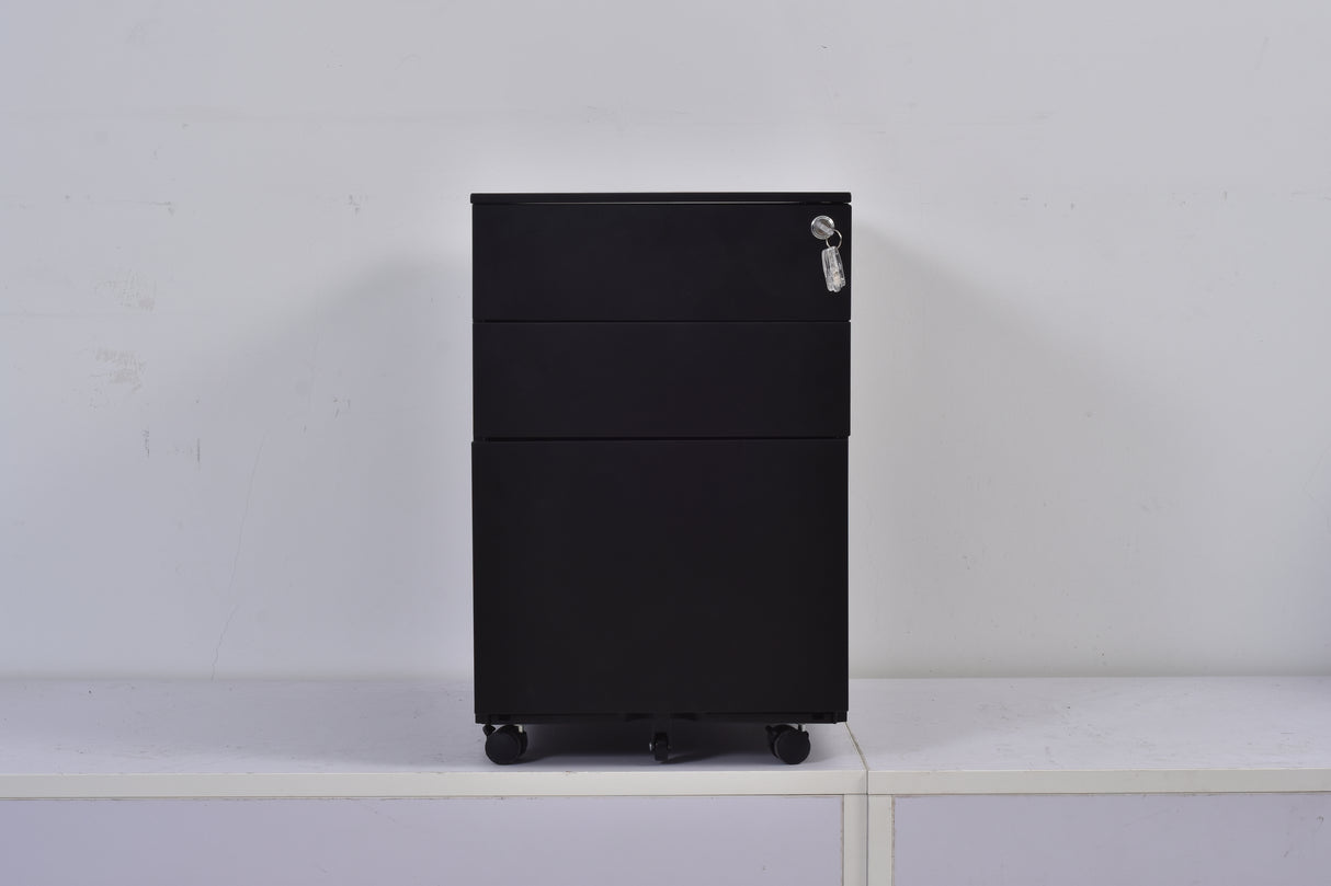 3 Drawer Mobile Pedestal Filing Cabinet – Lockable Office Drawer Unit with Wheels