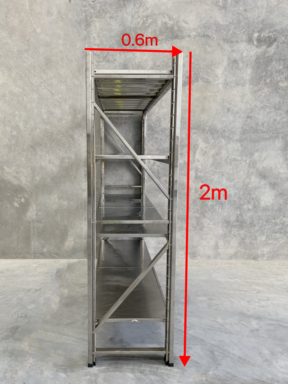 Stainless Steel Shelving 2.0m(H)x2.0m(L)x0.6m(D) 1000kg Adjustable Garage Storage Shelf