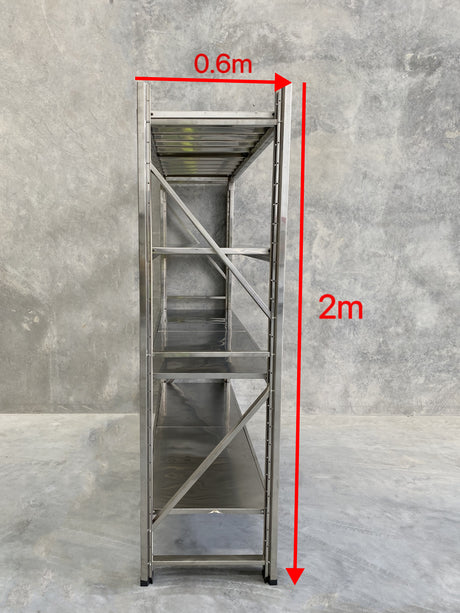 Stainless Steel Shelving 2.0m(H)x2.0m(L)x0.6m(D) 1000kg Adjustable Garage Storage Shelf