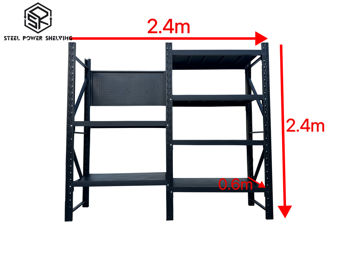 Workstation with pegboard - workbench 2.4m(H)x2.4m(L)x0.6m(D)1500kg