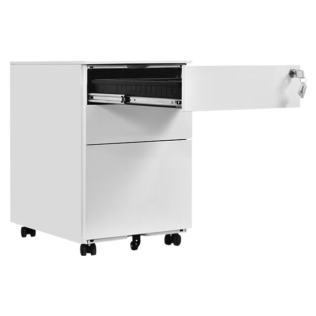 3 Drawer Mobile Pedestal Filing Cabinet – Lockable Office Drawer Unit with Wheels