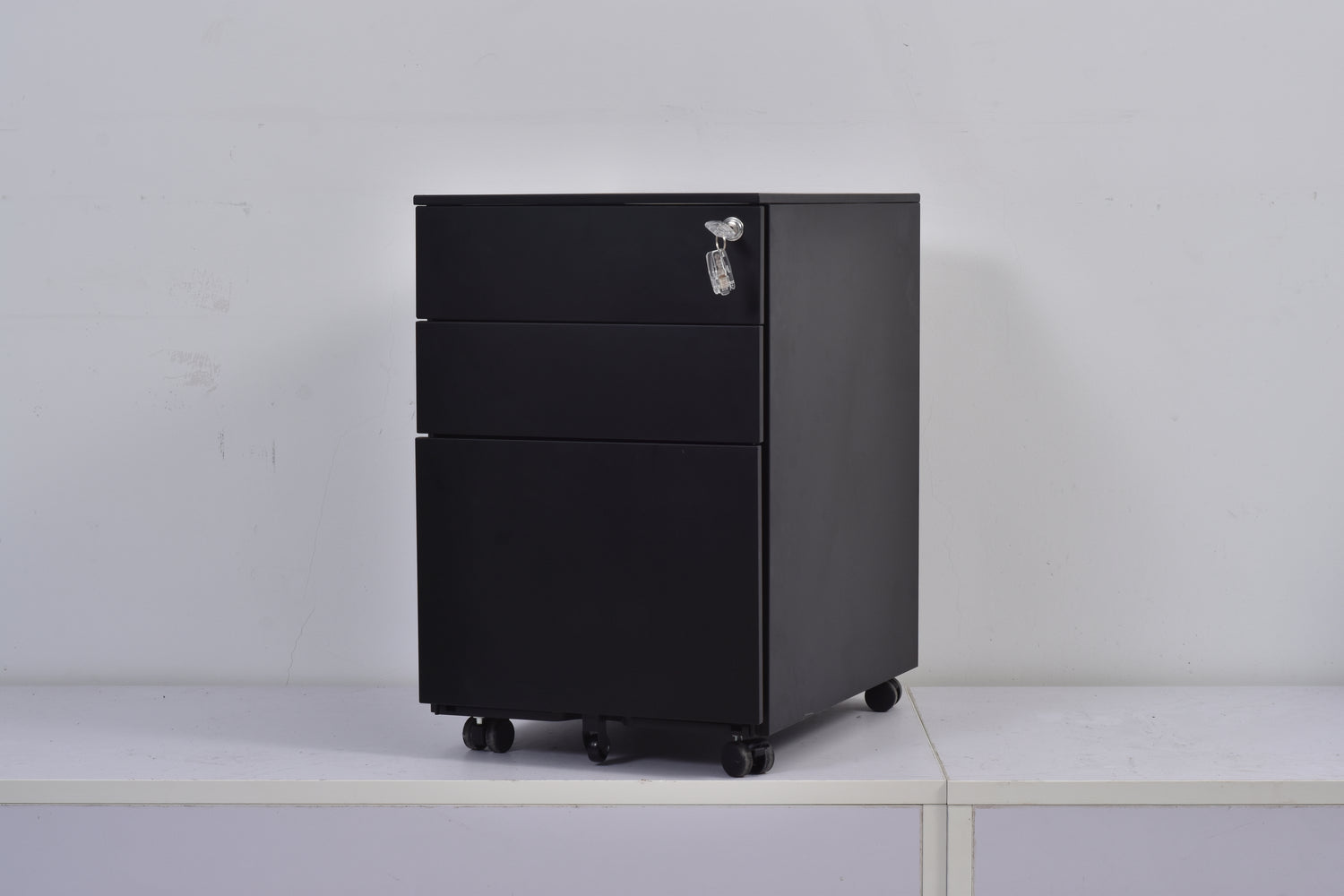 3 Drawer Mobile Pedestal Filing Cabinet – Lockable Office Drawer Unit with Wheels
