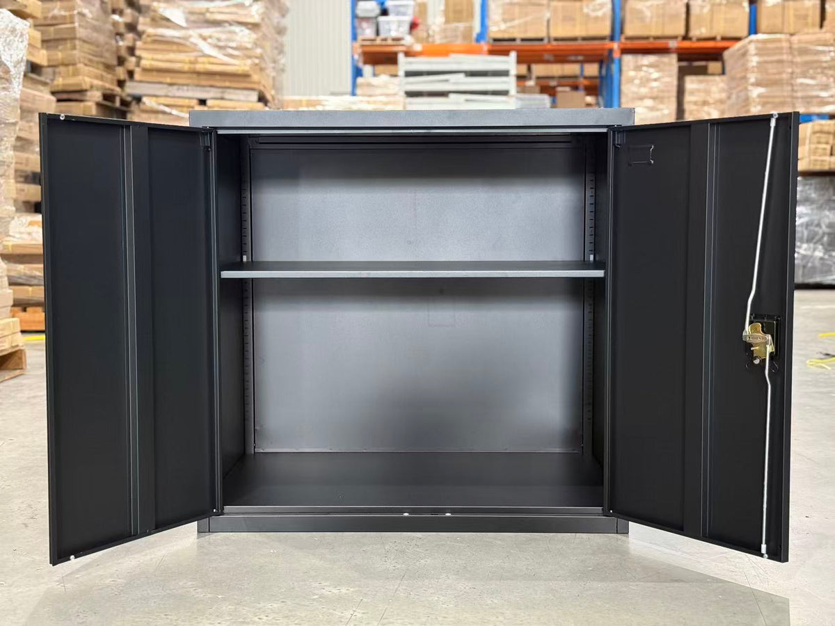 Lockable Metal Storage Cabinet with Shelf –  Steel Garage Cabinet