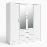 Metal Wardrobe with Double Mirror Doors & Safe