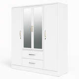 Metal Wardrobe with Double Mirror Doors & Safe