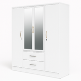 Metal Wardrobe with Double Mirror Doors & Safe