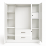 Metal Wardrobe with Double Mirror Doors & Safe