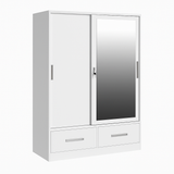 Metal Wardrobe White with Mirror & Safe