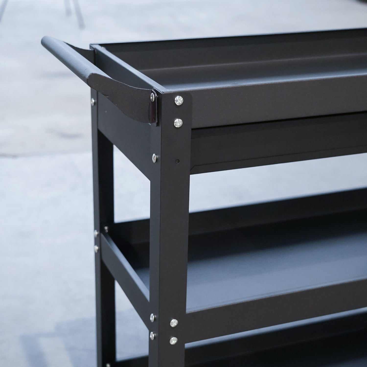 3 Tier Tool Trolley Cart with Lockable Drawer & Wheels – Heavy Duty Steel