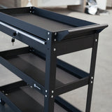 3 Tier Tool Trolley Cart with Lockable Drawer & Wheels – Heavy Duty Steel