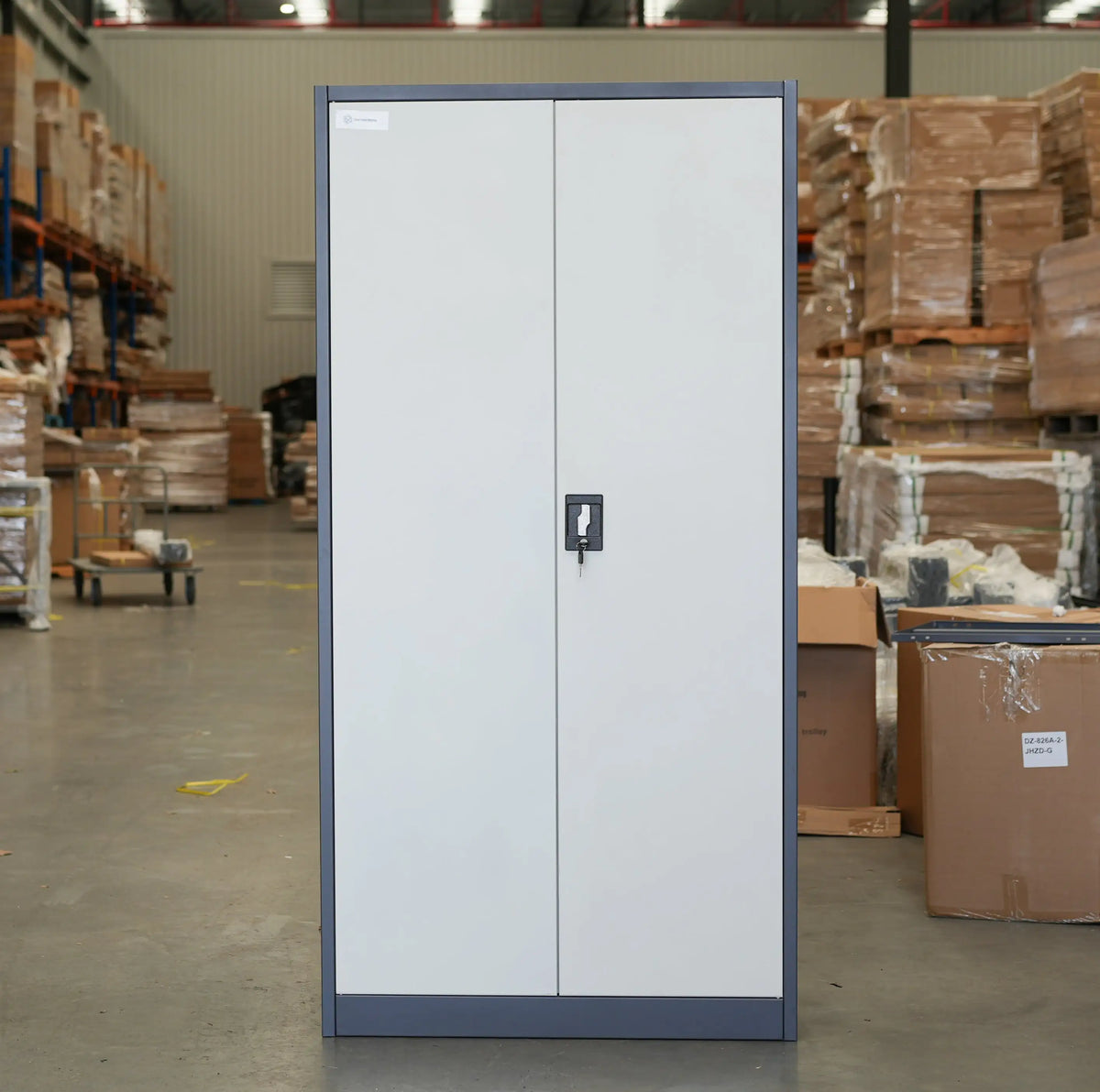 Metal File Cabinet 1.85m – Lockable Storage Cabinet Grey & White