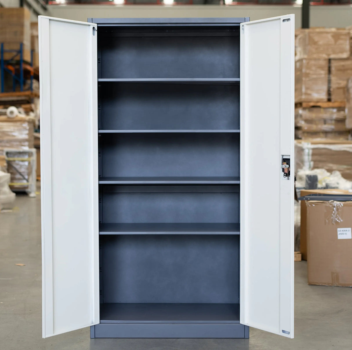 Metal File Cabinet 1.85m – Lockable Storage Cabinet Grey & White