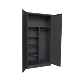 Heavy Duty Metal Storage Cabinet 1.85m(H)x0.9m(L)x0.4m(D) Black Steel Wardrobe