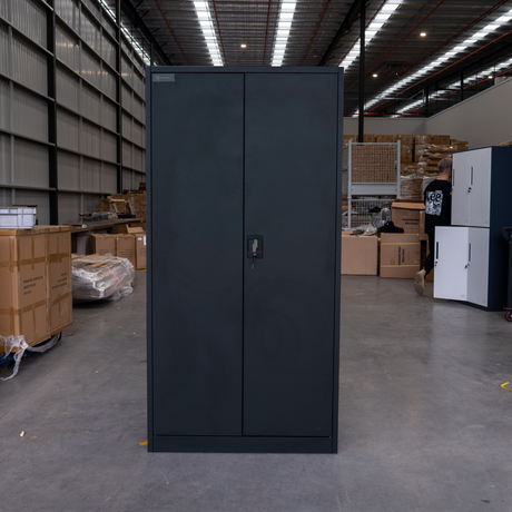 Heavy Duty Metal Storage Cabinet 1.85m(H)x0.9m(L)x0.4m(D) Black Steel Wardrobe