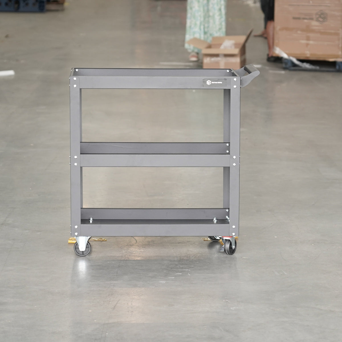 3 Tier Tool Trolley Cart with Wheels – Heavy Duty Steel Rolling Cart