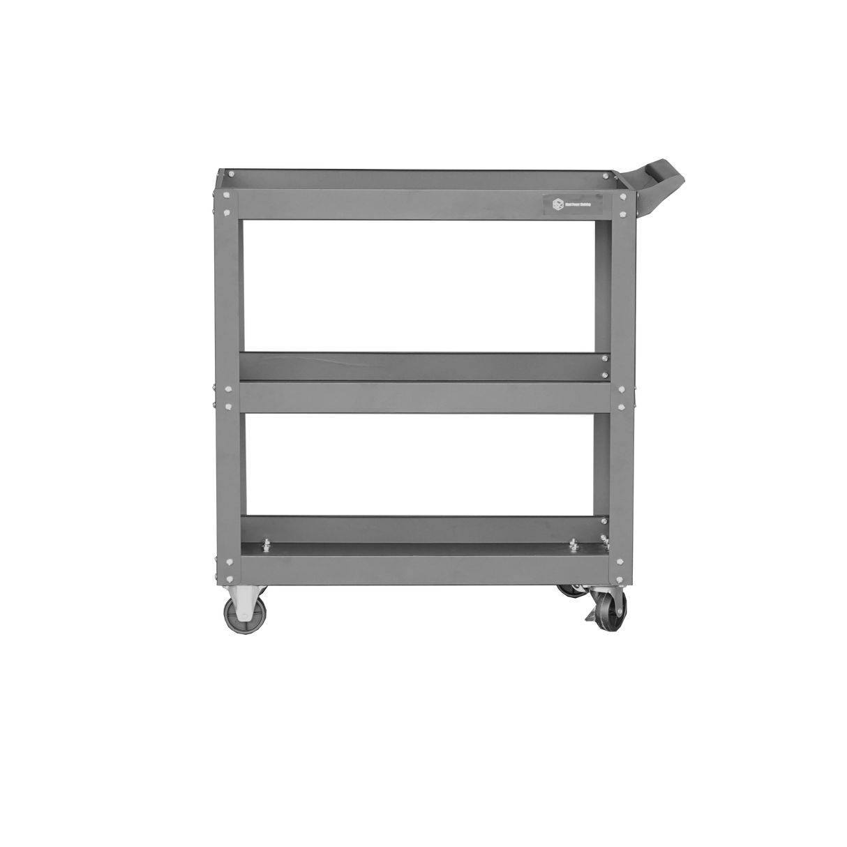 Heavy-Duty 3-Tier Tool Trolley Cart with Lockable Wheels, Black Steel Utility Cart for Workshops and Garages