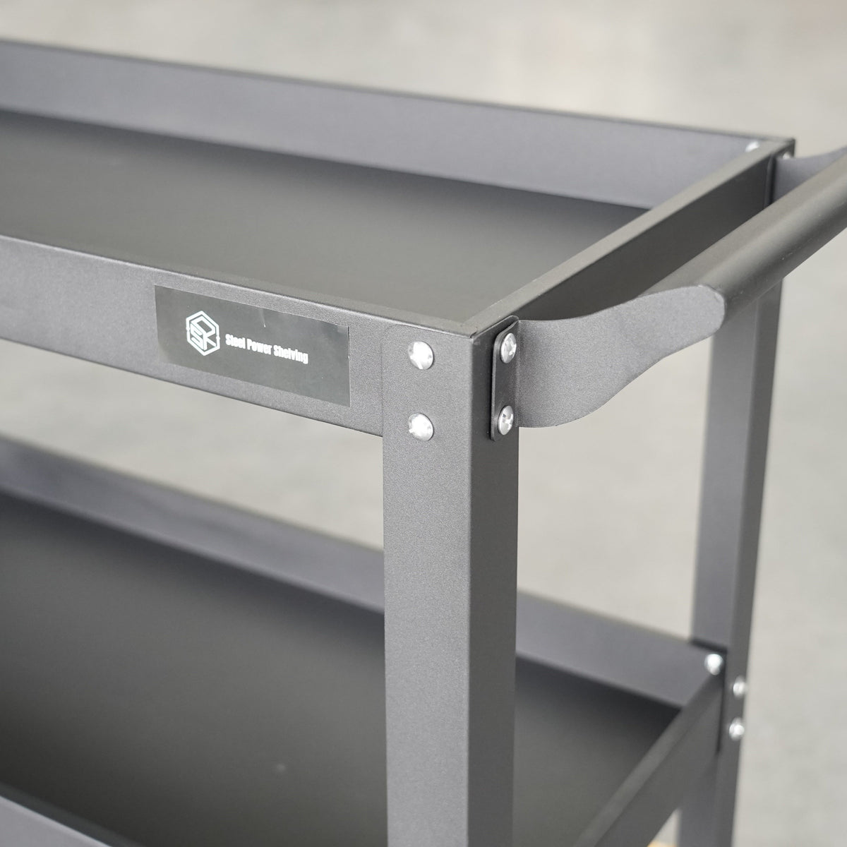 3 Tier Tool Trolley Cart with Wheels – Heavy Duty Steel Rolling Cart