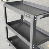 3 Tier Tool Trolley Cart with Wheels – Heavy Duty Steel Rolling Cart