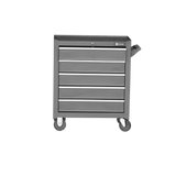 Compact 5-Drawer Tool Trolley with Lockable Wheels, Black Steel Rolling Tool Cart for Workshops and Garages