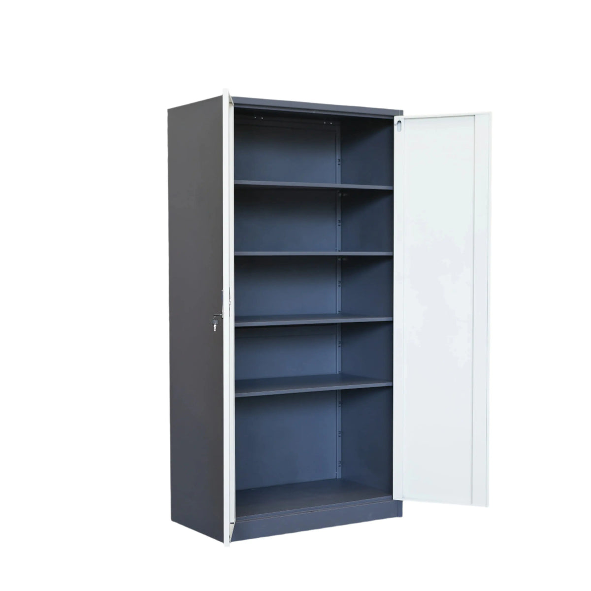 Metal File Cabinet 1.85m – Lockable Storage Cabinet Grey & White