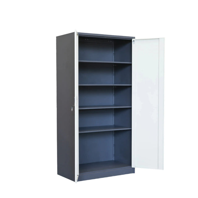 Metal File Cabinet 1.85m – Lockable Storage Cabinet Grey & White
