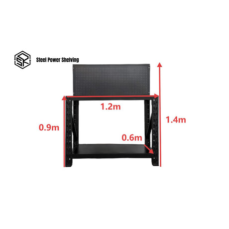 Heavy Duty Workbench with Pegboard 1.2m – Garage Tool Bench 600KG Capacity