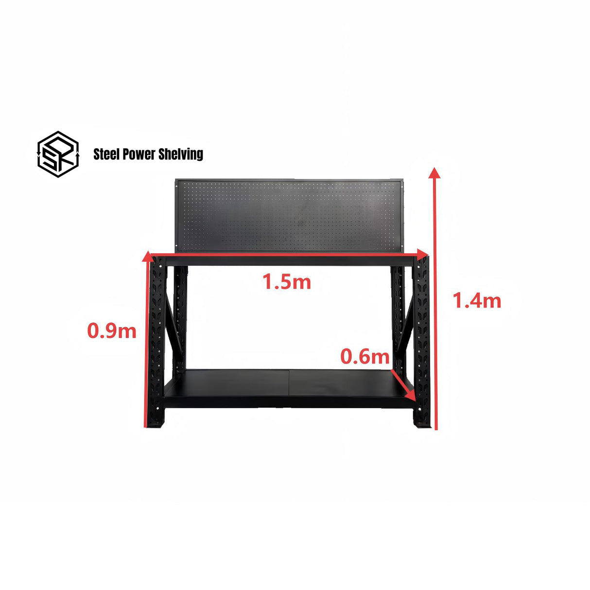 Workbench with pegboard 1.4m(H)x1.5m(L)x0.6m(D)600KG