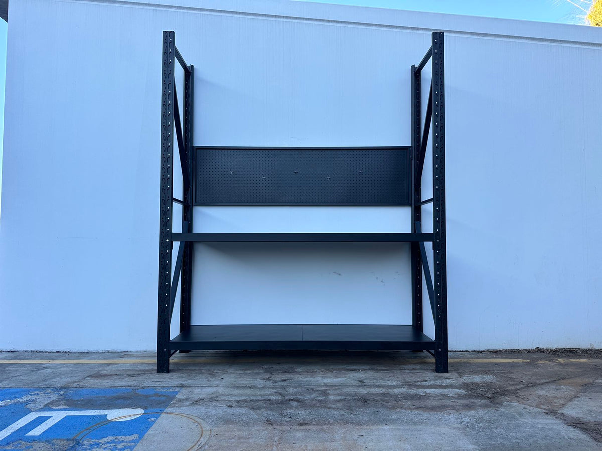 Heavy Duty Garage Workbench with Pegboard 2.4m(H)x2.0m(L)x0.6m(D) 600kg Storage Shelving System
