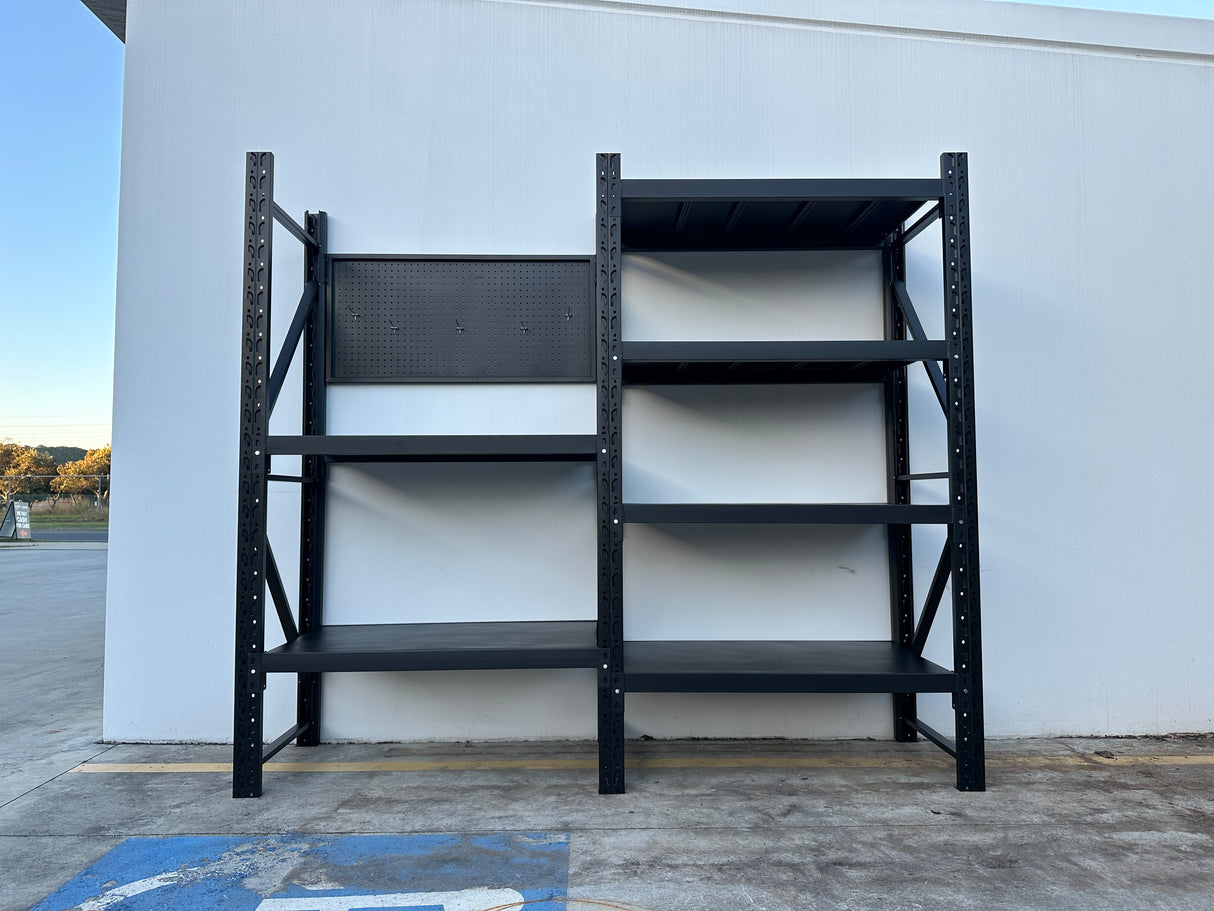Steel Power Shelving Workstation with Pegboard - Workbench 2.4m(H)x2.4m(L)x0.6m(D)1800kg