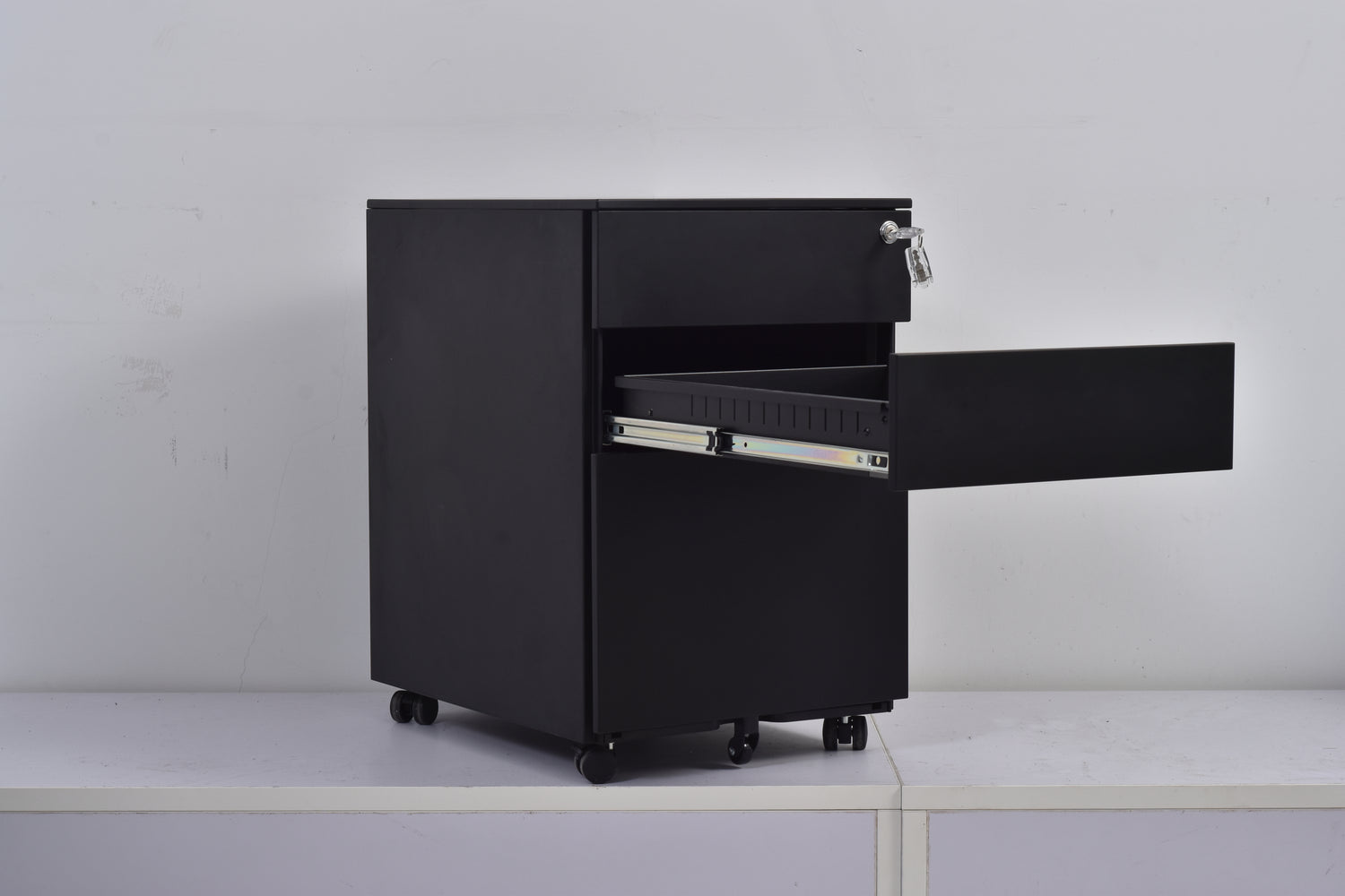 3 Drawer Mobile Pedestal Filing Cabinet – Lockable Office Drawer Unit with Wheels