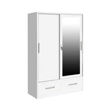 Metal Wardrobe White with Mirror & Safe