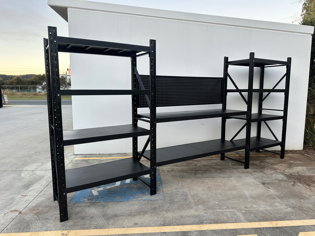 Heavy Duty Garage Workbench with Pegboard 2.4m(H)x4.4m(L)x0.6m(D) 3000kg Storage Shelving System