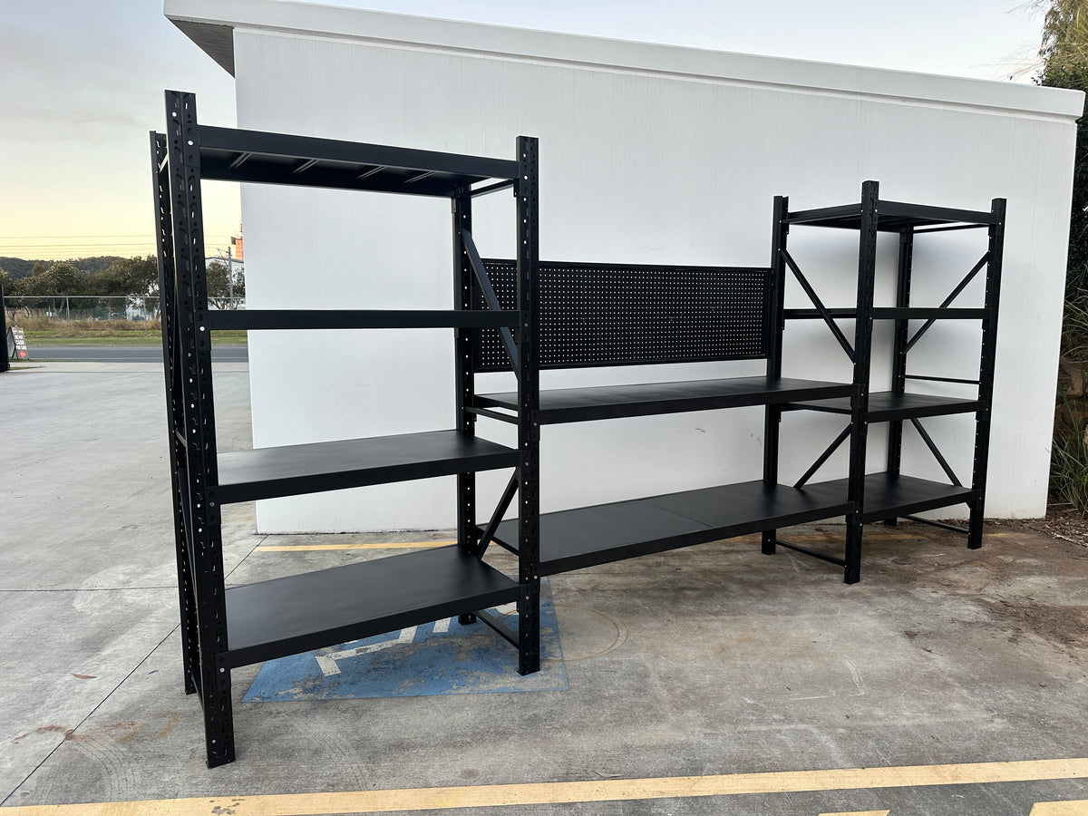 Heavy Duty Garage Workbench with Pegboard 2.4m(H)x4.4m(L)x0.6m(D) 3000kg Storage Shelving System