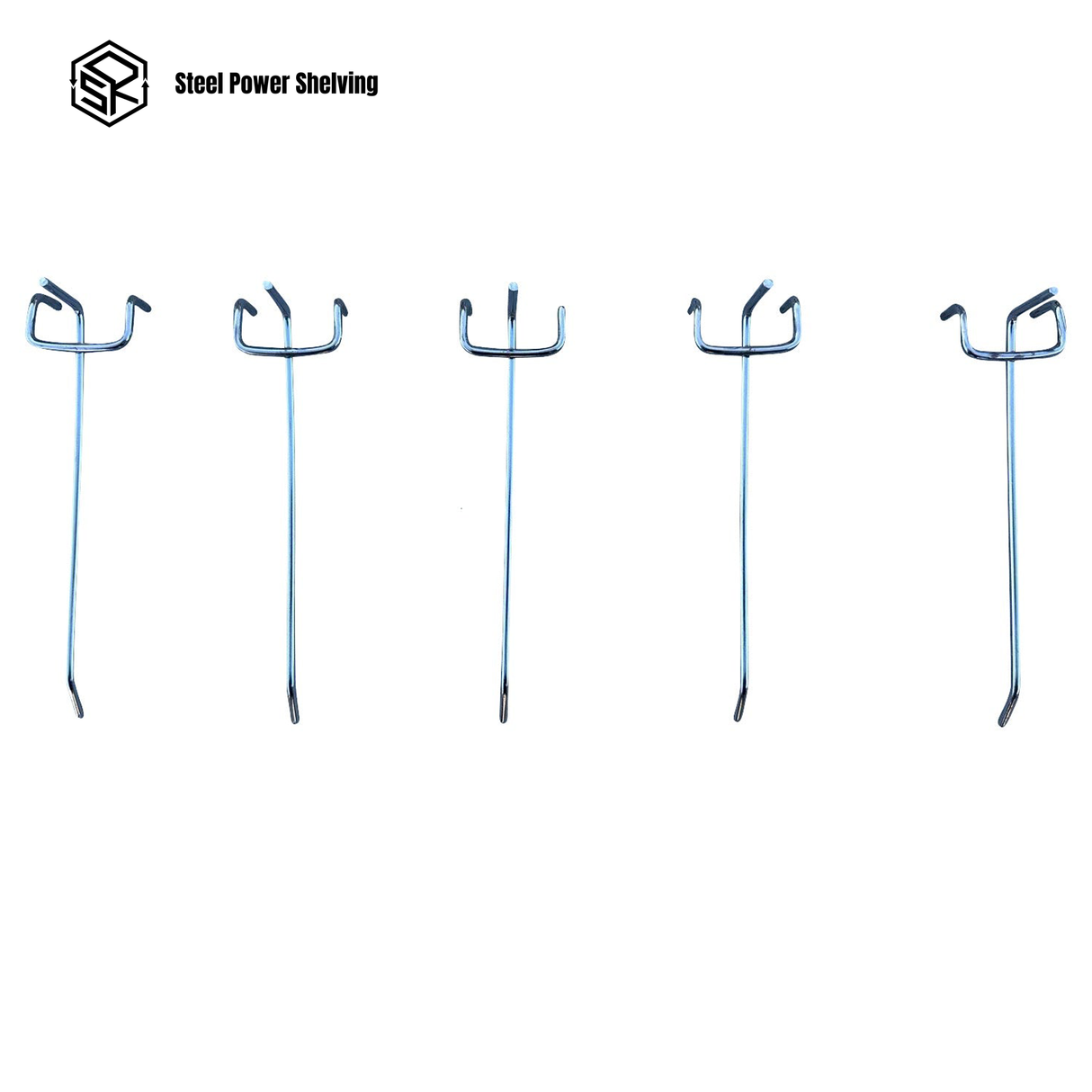 Heavy Duty Pegboard Hooks for Garage Workshop Tool Storage – 10cm 15cm 20cm (Silver & Black)