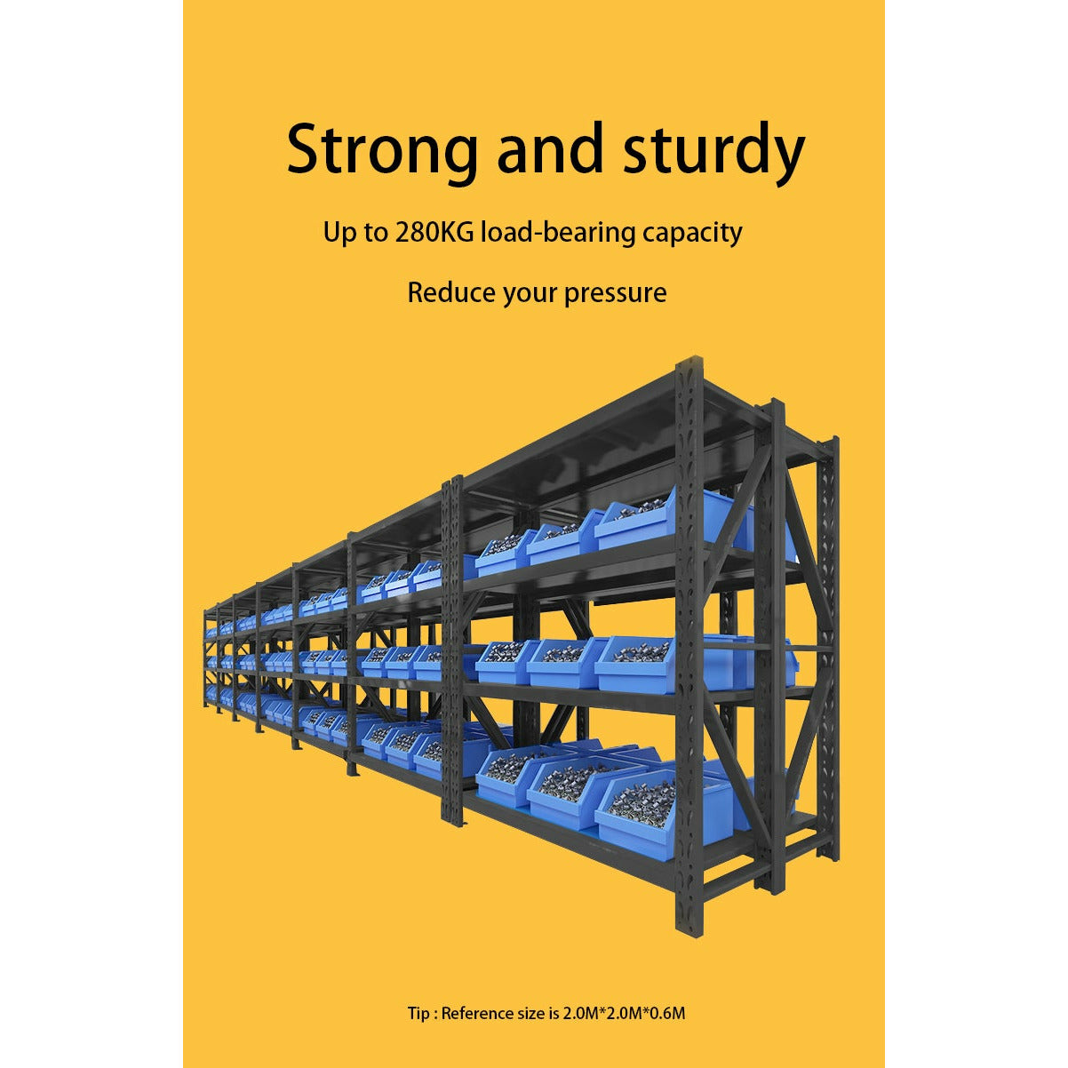 2.0m(H)x10.0m(L)x0.6m(D)5000kg Longspan Shelving